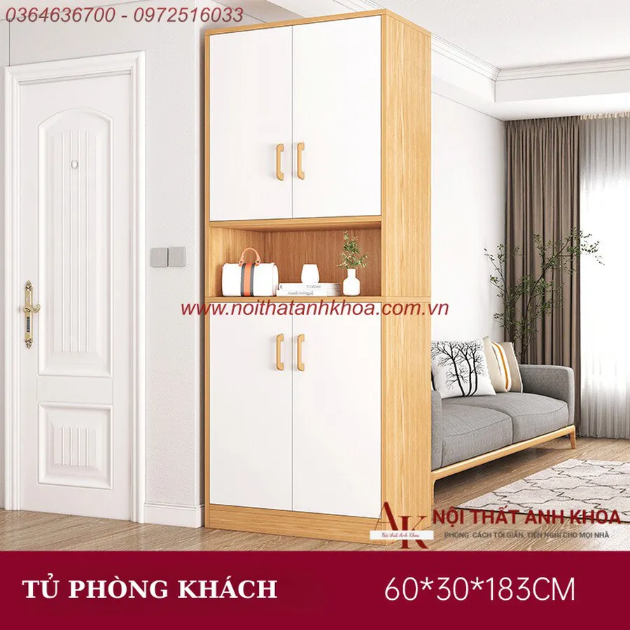 Tủ Vách Ngăn Phòng Khách Gỗ Công Nghiệp MDF Thiết Kế Hiện Đại Giá Rẻ
