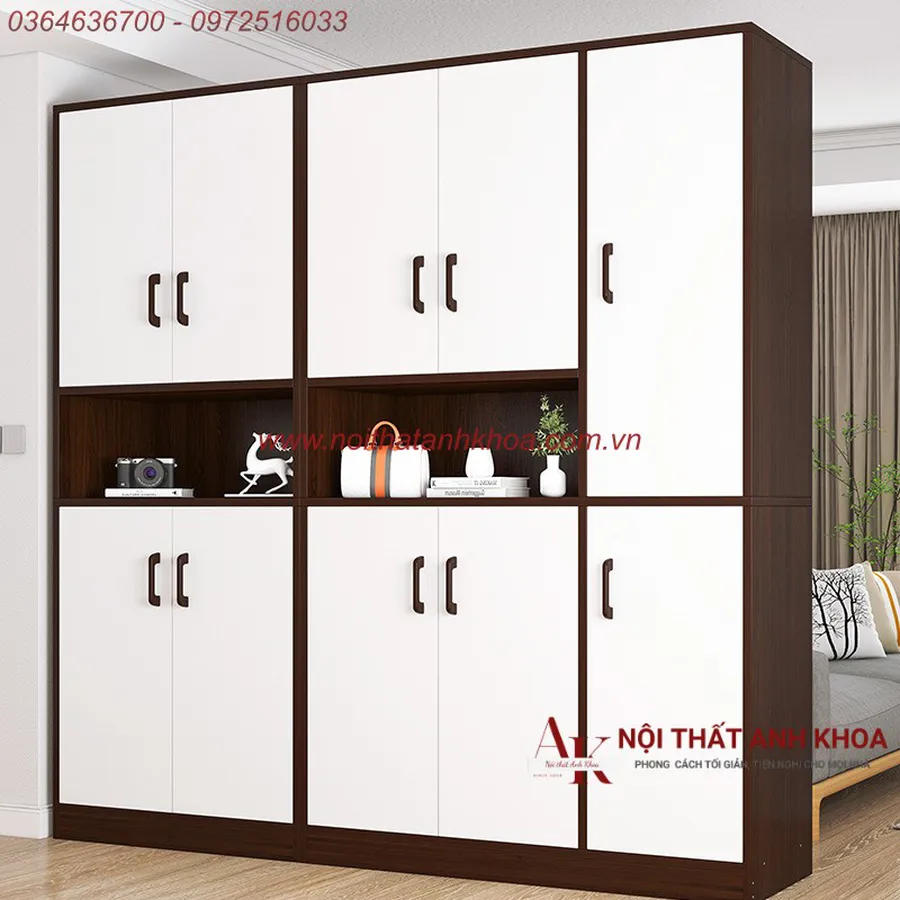 Tủ Vách Ngăn Phòng Khách Gỗ Công Nghiệp MDF Thiết Kế Hiện Đại Giá Rẻ