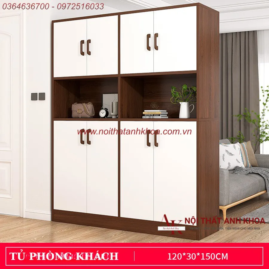 Tủ Vách Ngăn Phòng Khách Gỗ Công Nghiệp MDF Thiết Kế Hiện Đại Giá Rẻ
