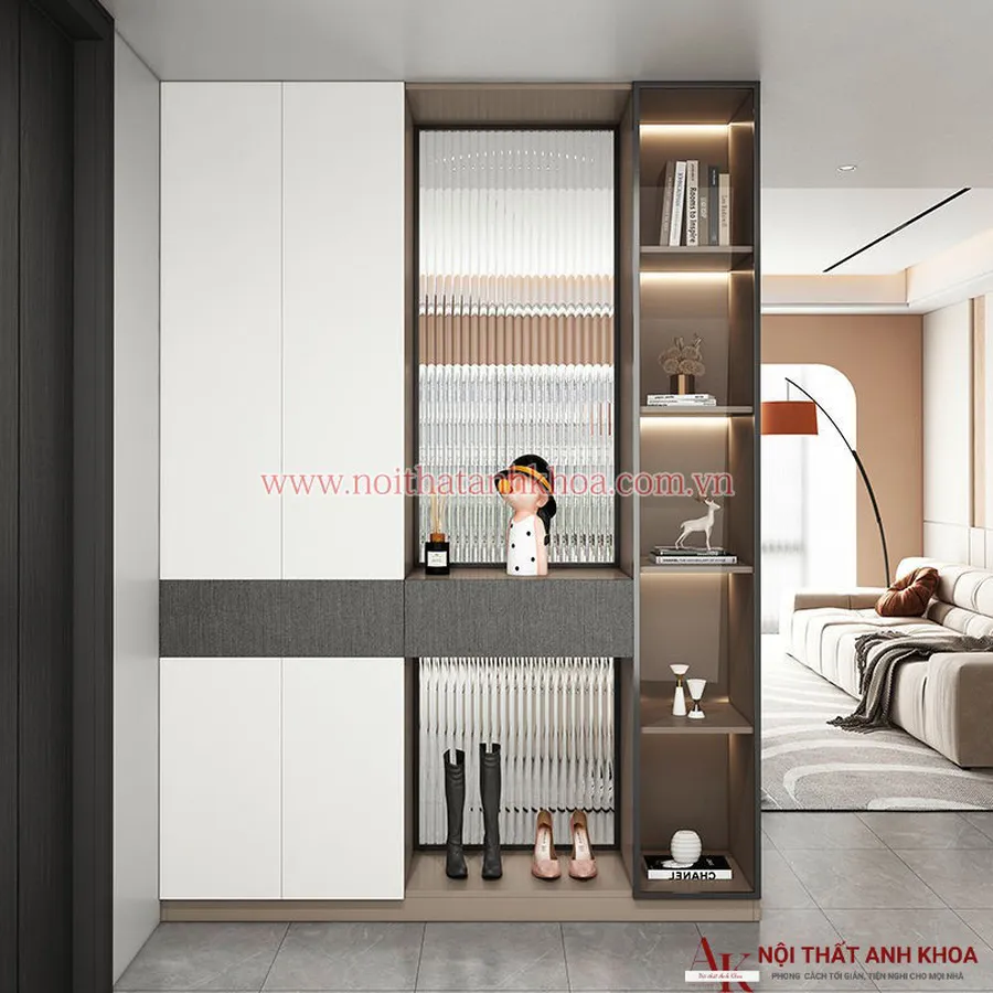 Tủ Vách Ngăn Phòng Khách Gỗ MDF Thiết Kế Sang Trọng