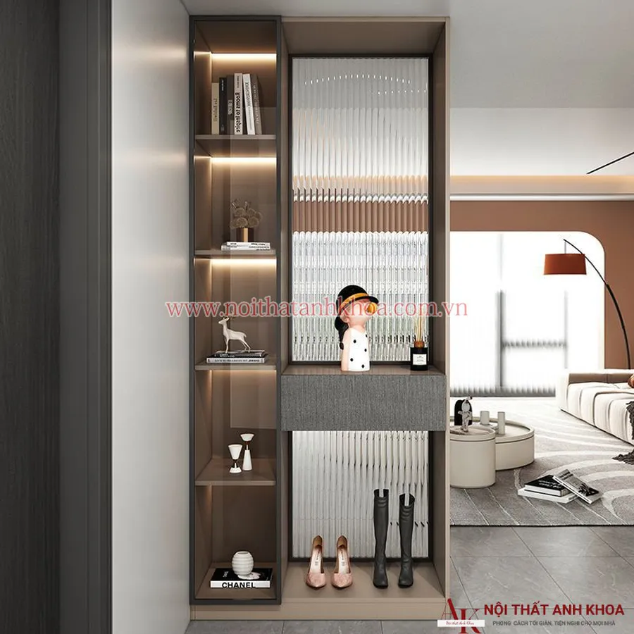Tủ Vách Ngăn Phòng Khách Gỗ MDF Thiết Kế Sang Trọng
