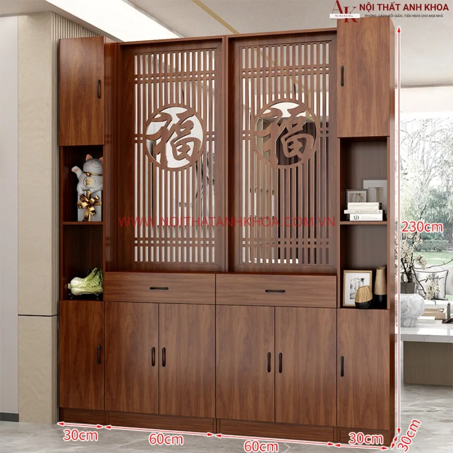 Vách Ngăn Phòng Khách Có Hoa Văn Đẹp Hiện Đại