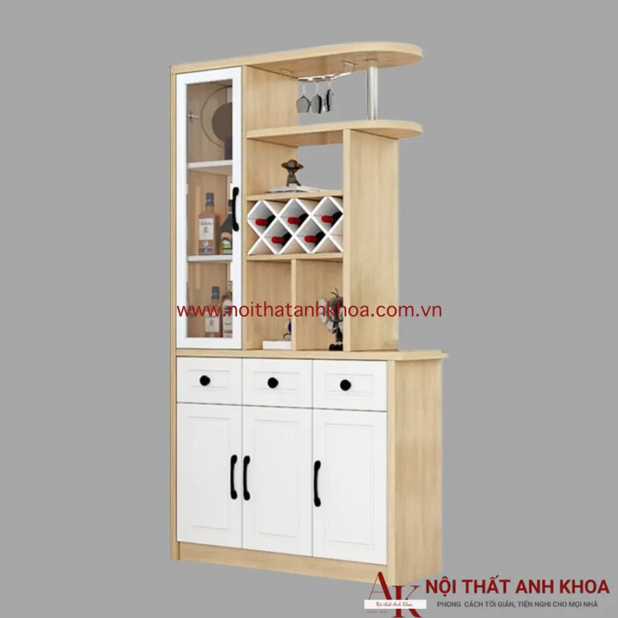 Vách Ngăn Phòng Khách Kết Hợp Tủ Rượu Gỗ MDF