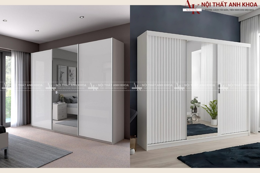 Tích hợp gương trên cánh tủ Tích hợp gương trên cánh tủ