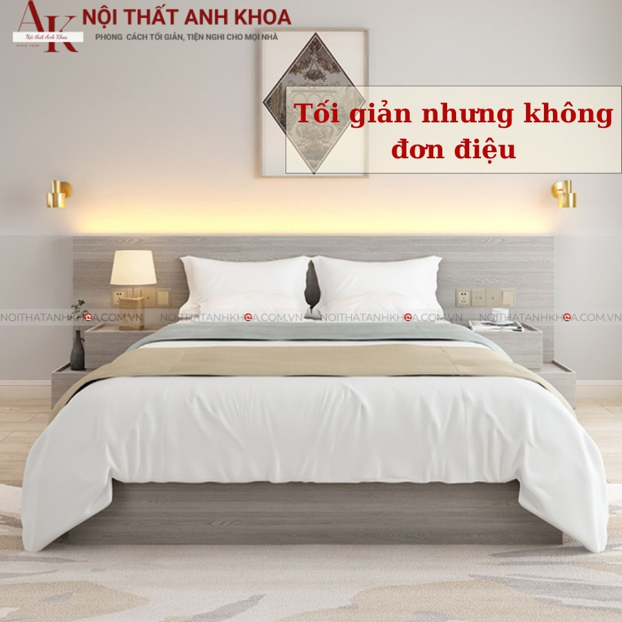 Giường ngủ tối giản nhưng không đơn điệu Giường ngủ tối giản nhưng không đơn điệu