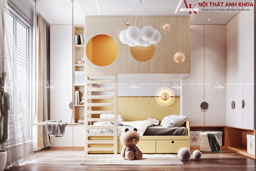 Phòng ngủ bé trai phong cách hiện đại - Gam màu năng động Phòng ngủ bé trai phong cách hiện đại - Gam màu năng động