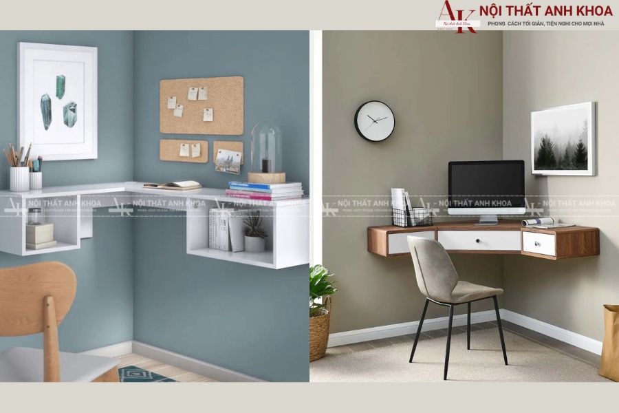 Tổng hợp các mẫu bàn học góc tường kèm tiện ích Tổng hợp các mẫu bàn học góc tường kèm tiện ích