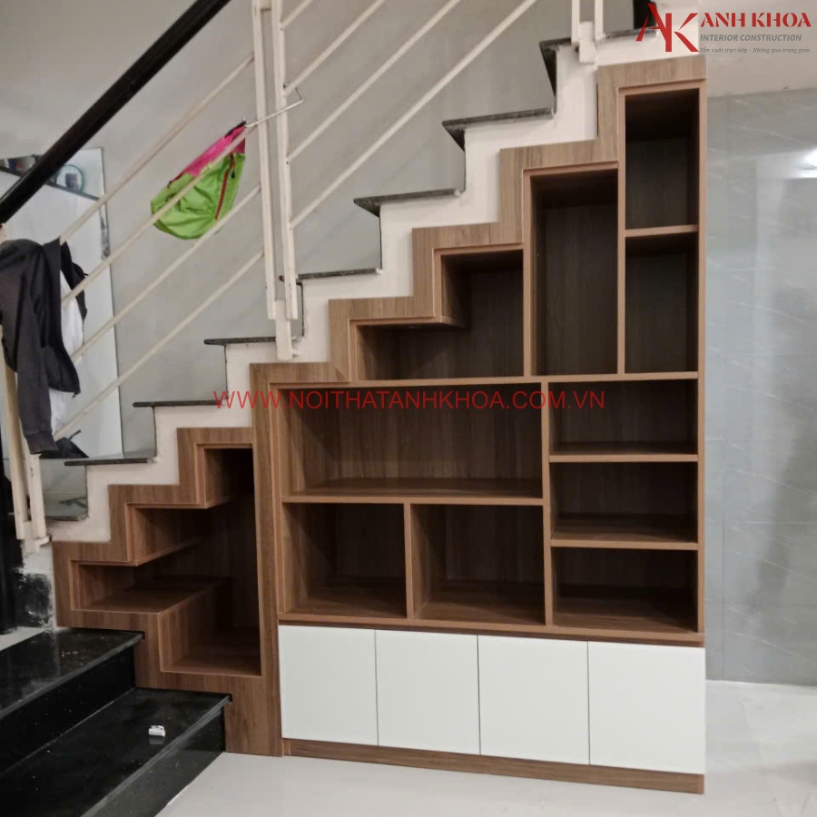 Tủ âm cầu thang gỗ công nghiệp đẹp tiện nghi Tủ âm cầu thang gỗ công nghiệp đẹp tiện nghi