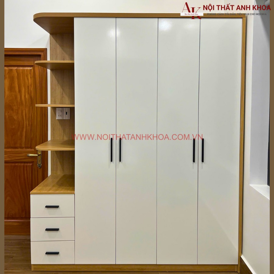 Tủ áo 4 cánh gỗ công nghiệp MDF hiện đại giá rẻ Tủ áo 4 cánh gỗ công nghiệp MDF hiện đại giá rẻ