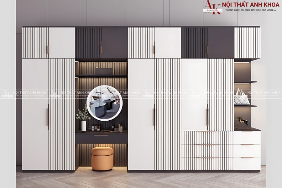 Tủ áo kết hợp bàn trang điểm có đèn led Tủ áo kết hợp bàn trang điểm có đèn led