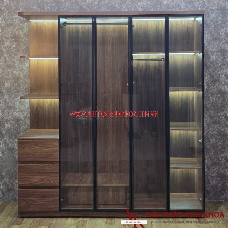 Tủ Áo Cánh Kính Cường Lực Khung Gỗ MDF Giá Tốt Tủ Áo Cánh Kính Cường Lực Khung Gỗ MDF Giá Tốt