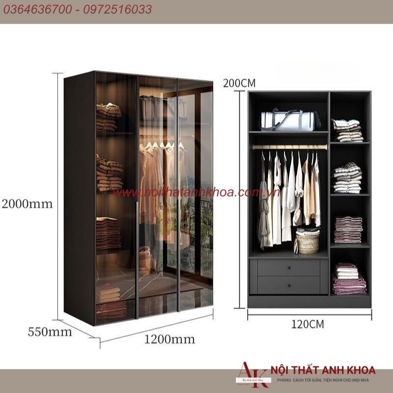 Tủ Quần Áo Cánh Kính Gỗ Công Nghiệp Khung Nhôm Xingfa Cao Cấp Giá Rẻ Tủ Quần Áo Cánh Kính Gỗ Công Nghiệp Khung Nhôm Xingfa Cao Cấp Giá Rẻ