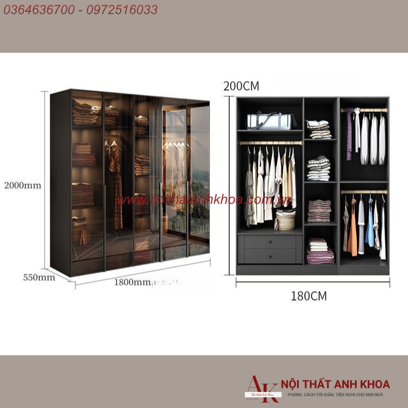 Tủ Quần Áo Cánh Kính Gỗ Công Nghiệp Khung Nhôm Xingfa Cao Cấp Giá Rẻ Tủ Quần Áo Cánh Kính Gỗ Công Nghiệp Khung Nhôm Xingfa Cao Cấp Giá Rẻ