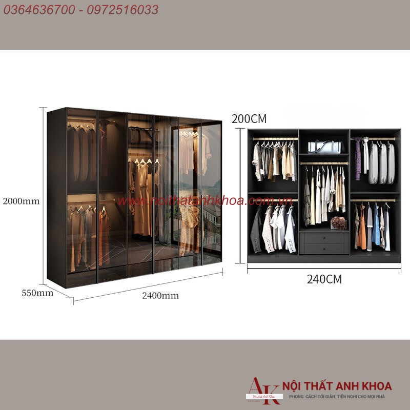 Tủ Quần Áo Cánh Kính Gỗ Công Nghiệp Khung Nhôm Xingfa Cao Cấp Giá Rẻ Tủ Quần Áo Cánh Kính Gỗ Công Nghiệp Khung Nhôm Xingfa Cao Cấp Giá Rẻ