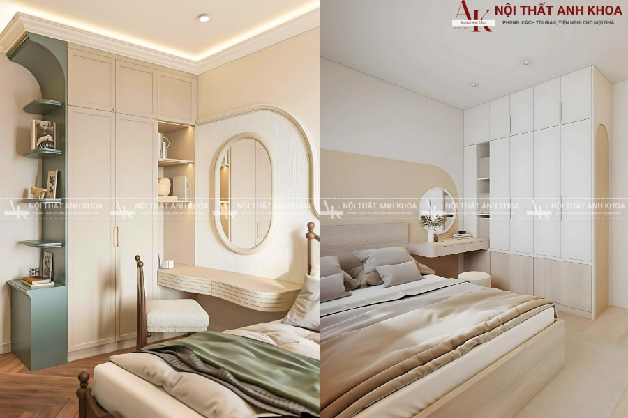 Bàn trang điểm kết hợp tủ quần áo chữ L Bàn trang điểm kết hợp tủ quần áo chữ L