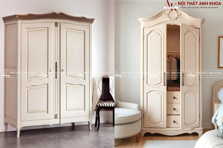Tủ áo 2 cánh phong cách tân cổ điển - xu hướng nội thất 2025