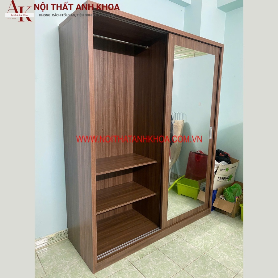 Tủ quần áo cửa lùa có gương soi tiện lợi gỗ MDF Tủ quần áo cửa lùa có gương soi tiện lợi gỗ MDF