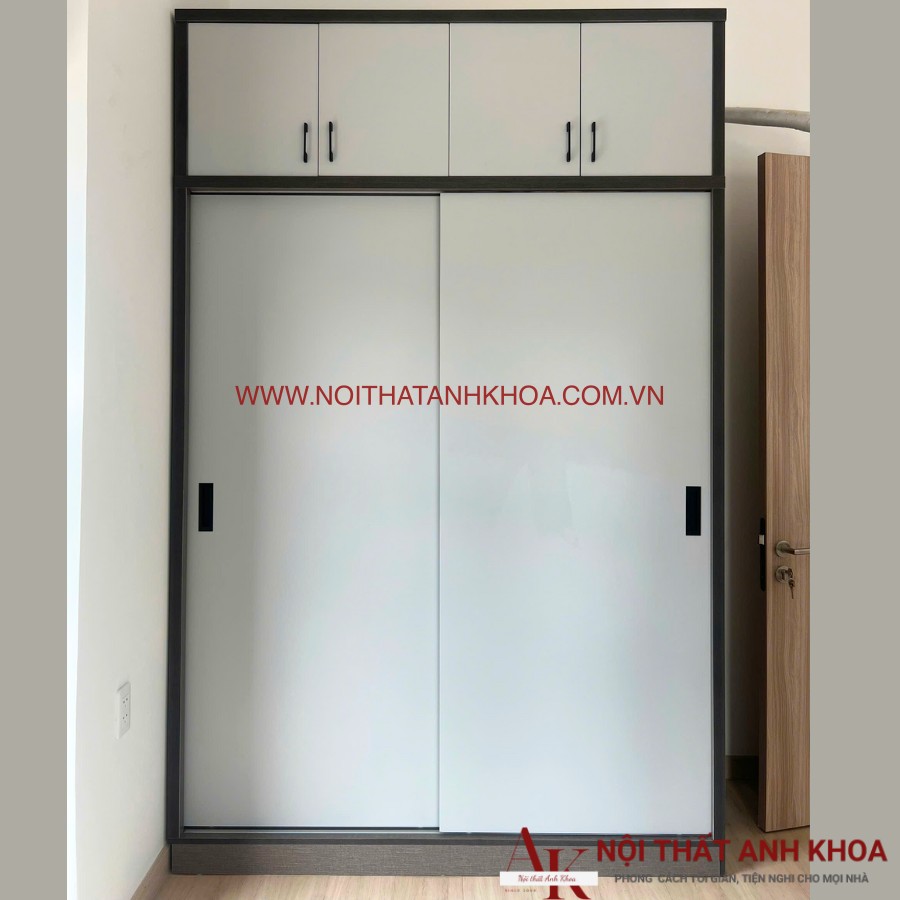 Tủ áo cửa lùa gỗ công nghiệp màu xám giá rẻ Tủ áo cửa lùa gỗ công nghiệp màu xám giá rẻ