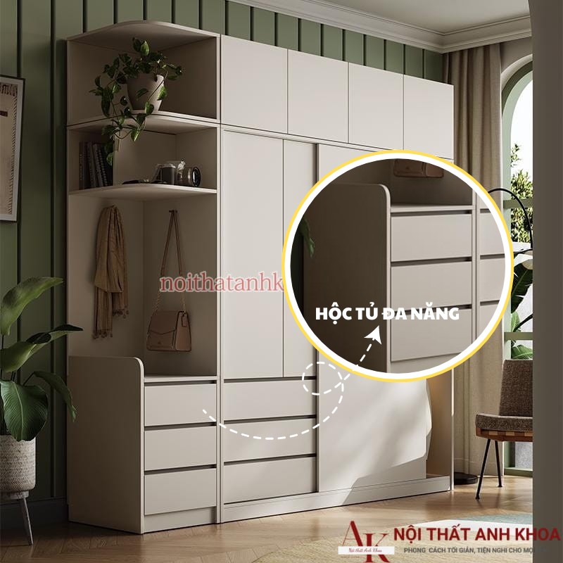 Hệ hộc tủ đa năng của tủ quần áo cửa lùa gỗ công nghiệp Hệ hộc tủ đa năng của tủ quần áo cửa lùa gỗ công nghiệp