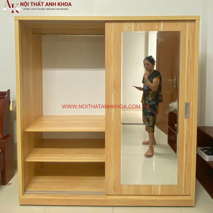 Tủ quần áo cửa lùa có gương soi tiện lợi gỗ MDF Tủ quần áo cửa lùa có gương soi tiện lợi gỗ MDF