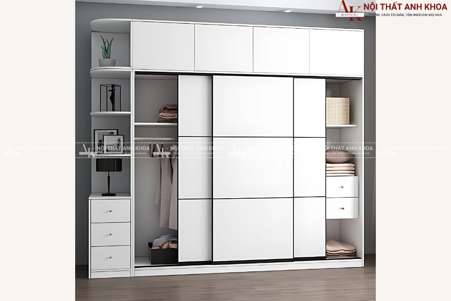 Mẫu tủ quần áo 3 cánh cửa lùa cho cặp đôi trẻ Mẫu tủ quần áo 3 cánh cửa lùa cho cặp đôi trẻ