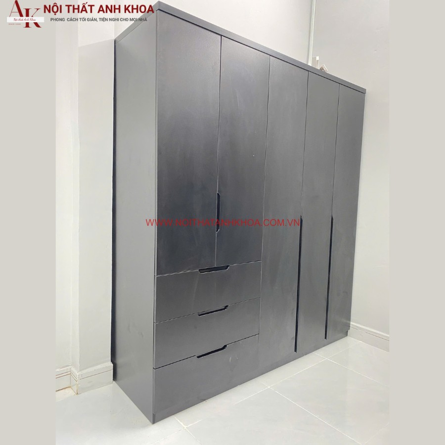 Tủ quần áo gỗ công nghiệp MDF màu đen sang trọng Tủ quần áo gỗ công nghiệp MDF màu đen sang trọng