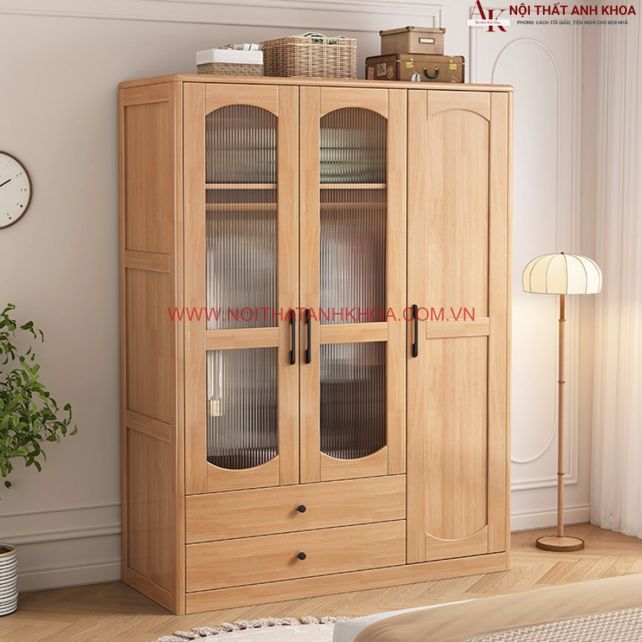 Tủ áo gỗ ghép phủ veneer sồi đẹp hiện đại màu vàng gỗ sồi Tủ áo gỗ ghép phủ veneer sồi đẹp hiện đại màu vàng gỗ sồi
