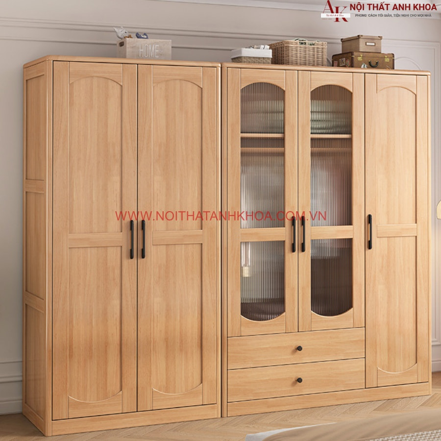 Tủ áo gỗ ghép phủ veneer sồi đẹp hiện đại Tủ áo gỗ ghép phủ veneer sồi đẹp hiện đại