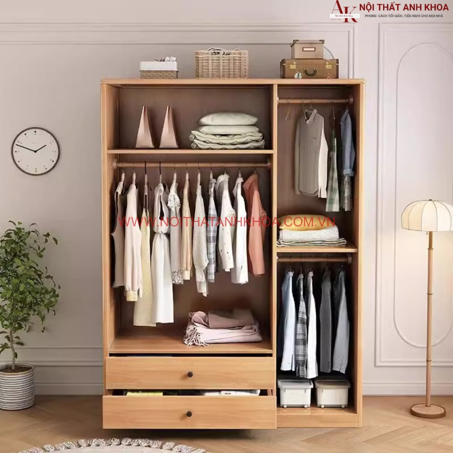 Tủ áo gỗ ghép phủ veneer sồi đẹp hiện đại Tủ áo gỗ ghép phủ veneer sồi đẹp hiện đại