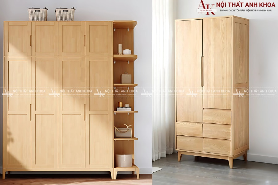 Tủ áo gỗ tự nhiên - Phong cách hiện đại Tủ áo gỗ tự nhiên - Phong cách hiện đại