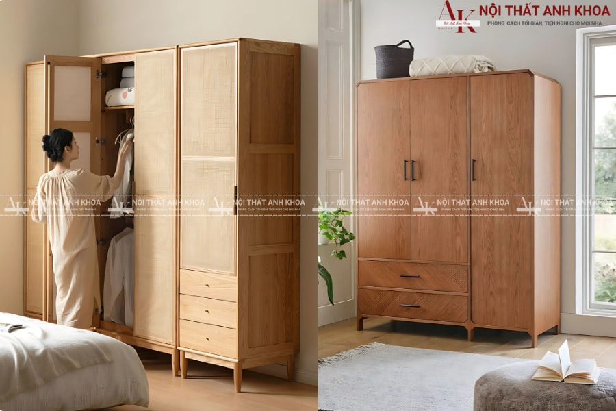 Tủ quần áo gỗ tự nhiên - Thiết kế đa năng  Tủ quần áo gỗ tự nhiên - Thiết kế đa năng