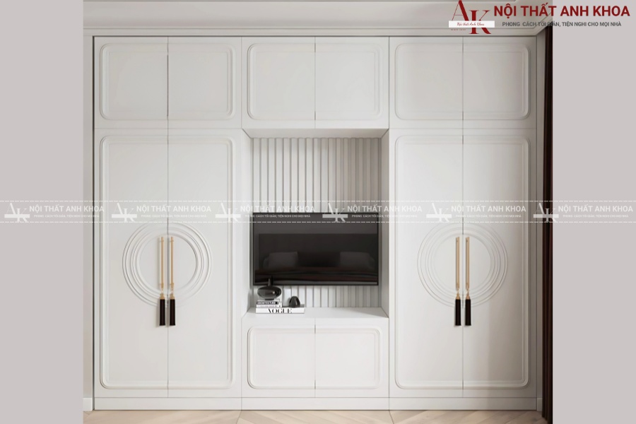 Mẫu tủ kệ tivi kết hợp tủ áo gỗ công nghiệp hiện đại Mẫu tủ kệ tivi kết hợp tủ áo gỗ công nghiệp hiện đại