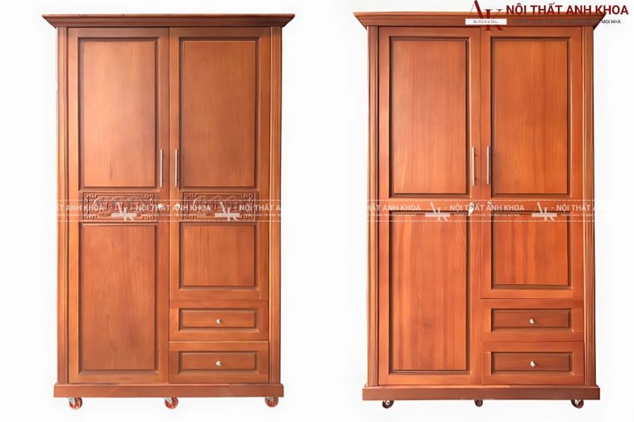 Tủ quần áo gỗ tự nhiên 2 cánh tại Anh Khoa