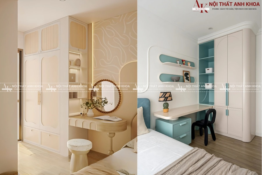Tủ áo 2 cánh phong cách bắc âu - Kết hợp thẩm mỹ và công năng