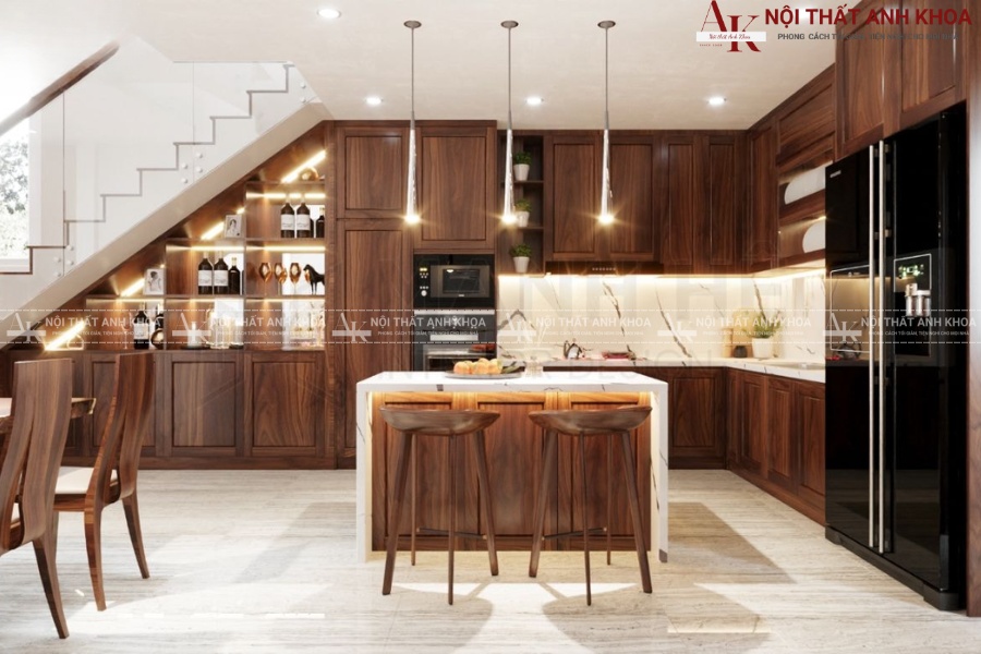 Mẫu tủ bếp gỗ tự nhiên đẹp, chuẩn xu hướng 2025 Mẫu tủ bếp gỗ tự nhiên đẹp, chuẩn xu hướng 2025