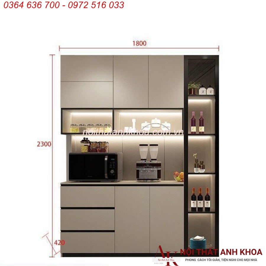 Tủ Bếp chữ i ngang 1m8 x cao 2m3 Tủ Bếp chữ i ngang 1m8 x cao 2m3