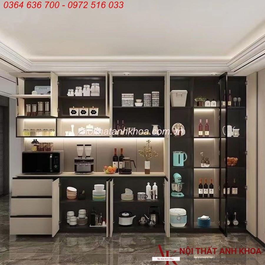 Không gian bên trong bếp chữ i gỗ công nghiệp Không gian bên trong bếp chữ i gỗ công nghiệp