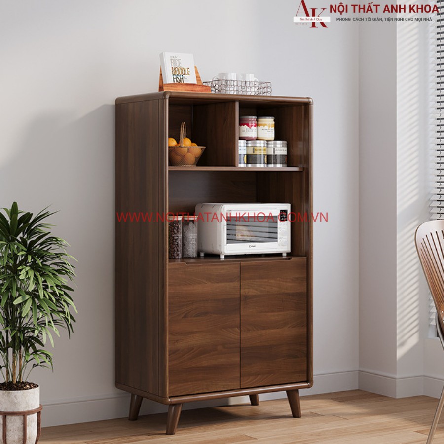 Tủ bếp đa năng màu óc chó kết hợp cánh kính Tủ bếp đa năng màu óc chó kết hợp cánh kính