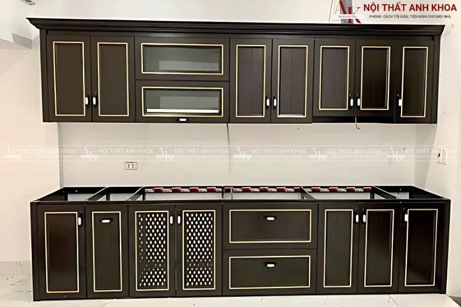Tủ bếp nhôm giả gỗ giá rẻ - Bền đẹp theo thời gian Tủ bếp nhôm giả gỗ giá rẻ - Bền đẹp theo thời gian