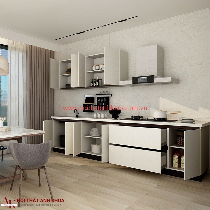 Tủ Bếp Gỗ Công Nghiệp Màu Trắng Kháng Ẩm Tốt Tủ Bếp Gỗ Công Nghiệp Màu Trắng Kháng Ẩm Tốt