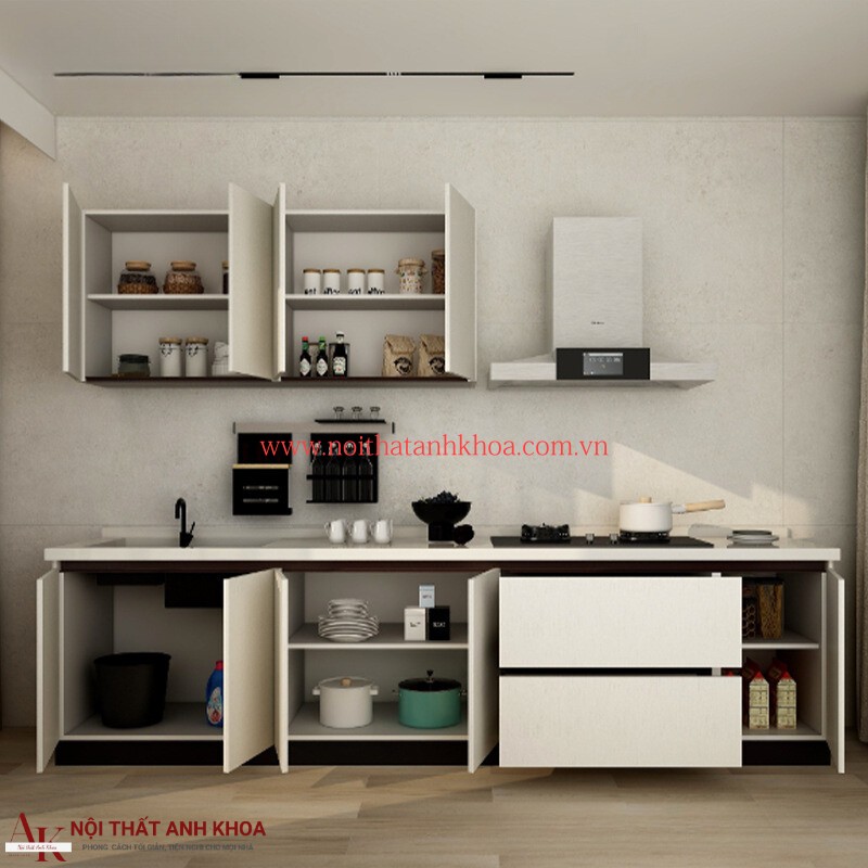 Tủ Bếp Gỗ Công Nghiệp Màu Trắng Kháng Ẩm Tốt Tủ Bếp Gỗ Công Nghiệp Màu Trắng Kháng Ẩm Tốt