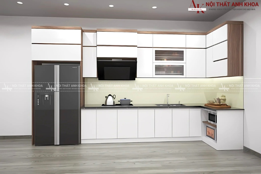 Tủ bếp hình chữ L cho nhà nhỏ - Gọn mà tiện Tủ bếp hình chữ L cho nhà nhỏ - Gọn mà tiện
