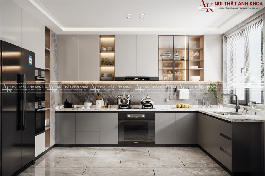 Tủ bếp gỗ MDF mặt đá - Vẻ đẹp sang trọng, khó cưỡng Tủ bếp gỗ MDF mặt đá - Vẻ đẹp sang trọng, khó cưỡng