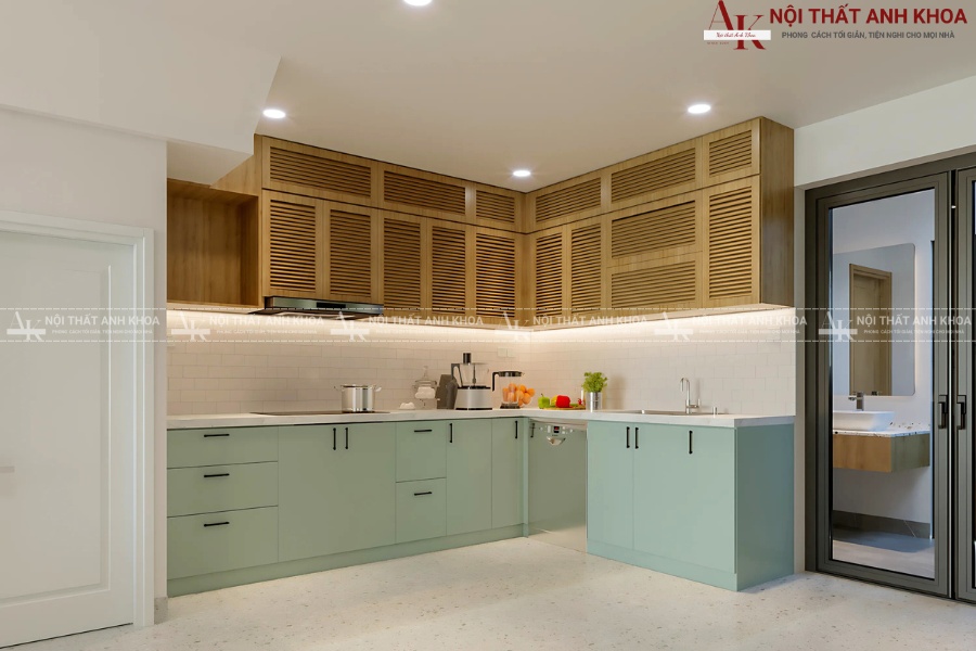 Tủ bếp hình chữ L mặt đá - Đẹp và dễ dàng vệ sinh Tủ bếp hình chữ L mặt đá - Đẹp và dễ dàng vệ sinh