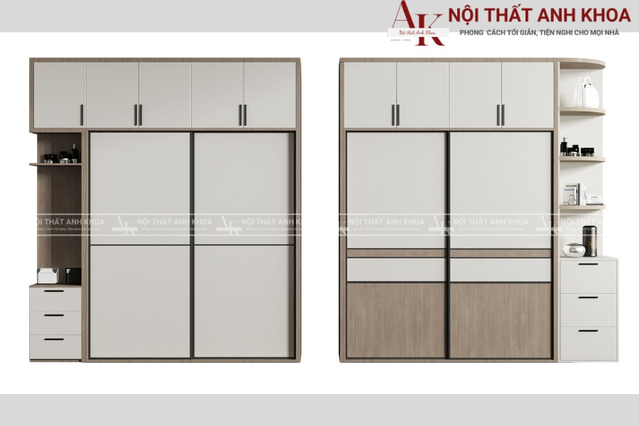Tủ cánh trượt kết hợp kệ trang trí Tủ cánh trượt kết hợp kệ trang trí