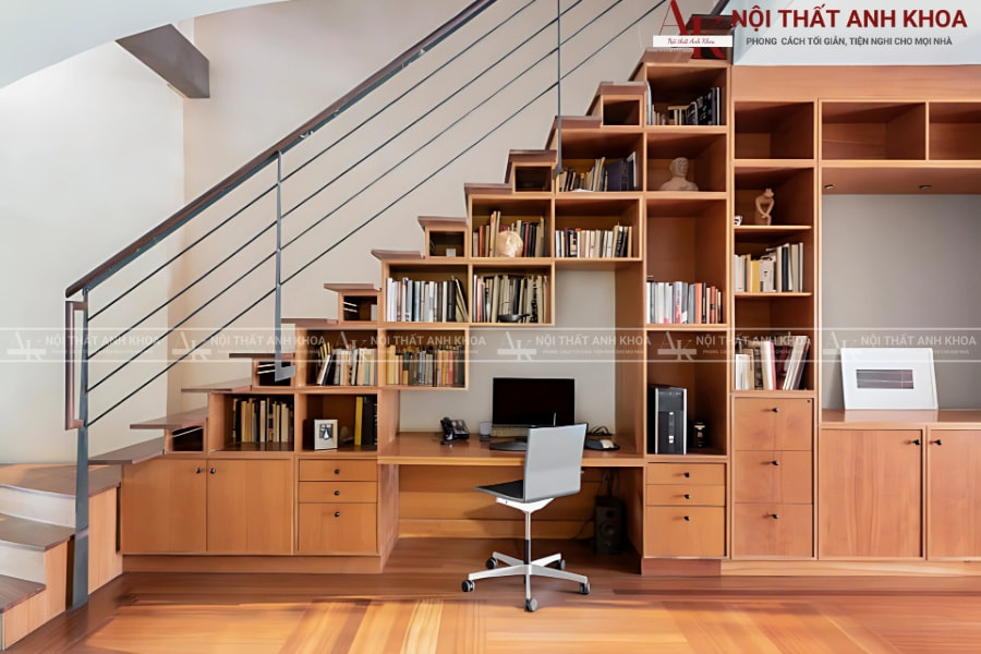 Đặt làm tủ âm cầu thang theo kích thước yêu cầu Đặt làm tủ âm cầu thang theo kích thước yêu cầu