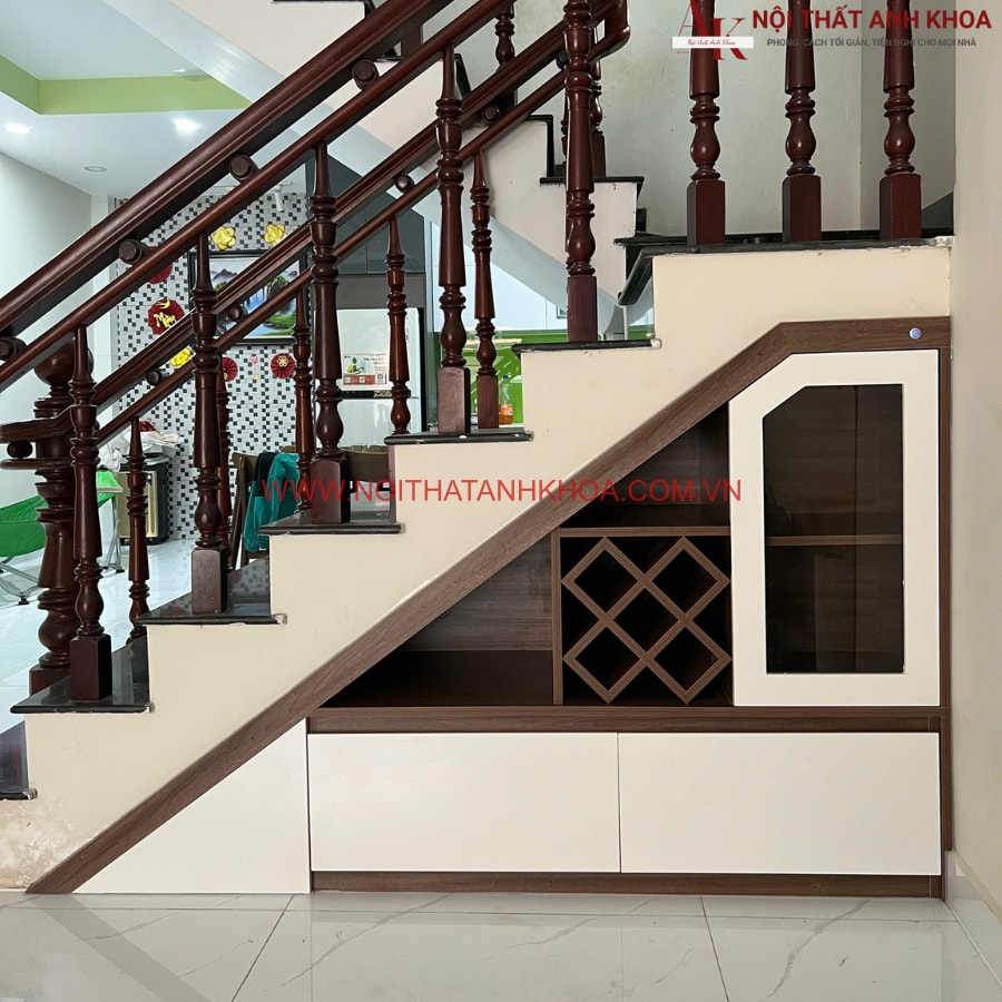 Tủ cầu thang gỗ công nghiệp hiện đại thiết kế tối giản Tủ cầu thang gỗ công nghiệp hiện đại thiết kế tối giản