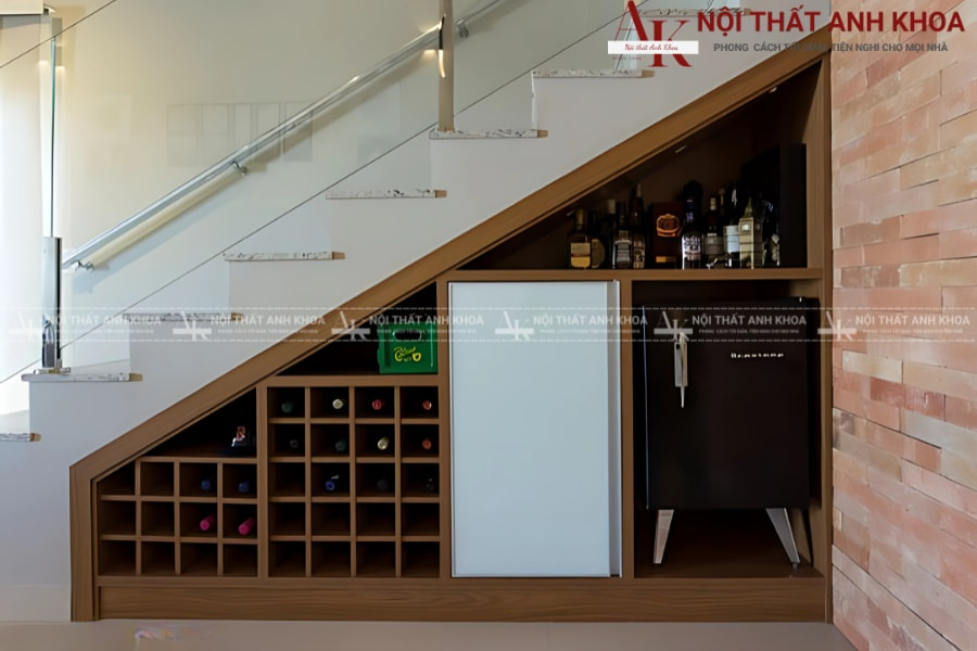 Tủ cầu thang kệ mở đơn giản - Phong cách mộc mạc, chi phí thấp Tủ cầu thang kệ mở đơn giản - Phong cách mộc mạc, chi phí thấp