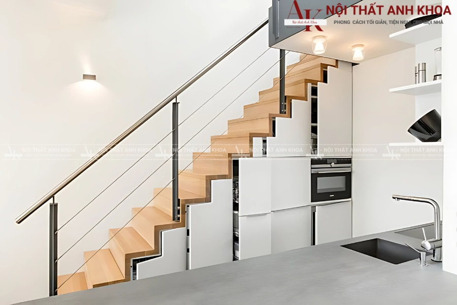 Tủ cầu thang kéo đa tầng - Tối ưu hóa từng centimet Tủ cầu thang kéo đa tầng - Tối ưu hóa từng centimet