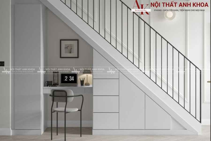 Tủ cầu thang kết hợp bàn làm việc nhỏ gọn Tủ cầu thang kết hợp bàn làm việc nhỏ gọn